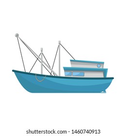 Vector design of trawler and fishery icon. Set of trawler and ocean stock vector illustration.