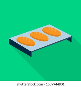 Vector design of tray and bread logo. Graphic of tray and food stock symbol for web.
