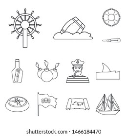 Vector design of treasure and ocean symbol. Set of treasure and nautical stock vector illustration.