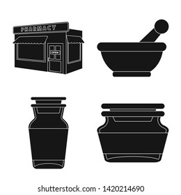 Vector design of treatment and wellness sign. Set of treatment and pharmaceutical stock vector illustration.