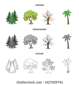 Vector design of tree and forest icon. Collection of tree and green vector icon for stock.