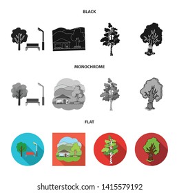 Vector design of tree  and forest logo. Collection of tree  and green vector icon for stock.