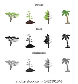 Vector design of tree and forest sign. Set of tree and green vector icon for stock.