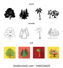 Vector design of tree and forest sign. Set of tree and green stock symbol for web.