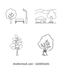 Vector design of tree  and forest symbol. Collection of tree  and green vector icon for stock.