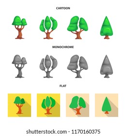 Vector design of tree and nature icon. Collection of tree and crown stock symbol for web.