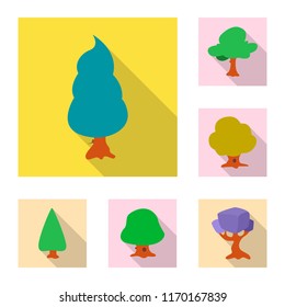 Vector design of tree and nature icon. Collection of tree and crown stock vector illustration.