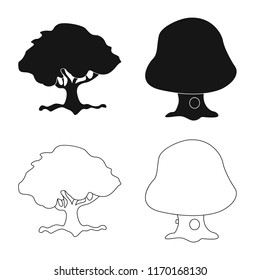 Vector design of tree and nature icon. Set of tree and crown stock vector illustration.