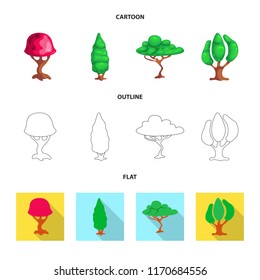 Vector design of tree and nature icon. Collection of tree and crown stock symbol for web.
