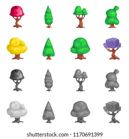 Vector design of tree and nature icon. Collection of tree and crown stock symbol for web.
