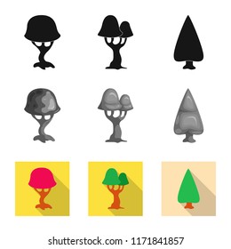 Vector design of tree and nature icon. Collection of tree and crown stock symbol for web.
