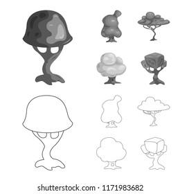 Vector design of tree and nature icon. Collection of tree and crown vector icon for stock.