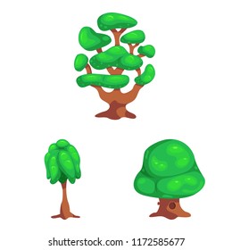 Vector design of tree and nature icon. Collection of tree and crown stock symbol for web.