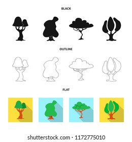 Vector design of tree and nature icon. Collection of tree and crown vector icon for stock.