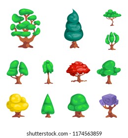 Vector design of tree and nature icon. Collection of tree and crown vector icon for stock.