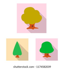 Vector design of tree and nature icon. Set of tree and crown stock vector illustration.