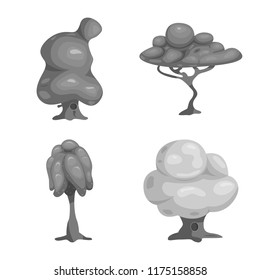 Vector design of tree and nature icon. Collection of tree and crown vector icon for stock.