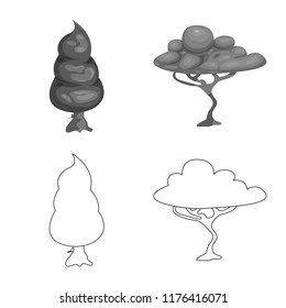 Vector design of tree and nature icon. Collection of tree and crown stock symbol for web.