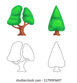 Vector design of tree and nature icon. Collection of tree and crown stock symbol for web.