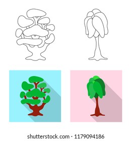 Vector design of tree and nature icon. Set of tree and crown vector icon for stock.