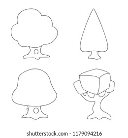 Vector design of tree and nature icon. Collection of tree and crown vector icon for stock.