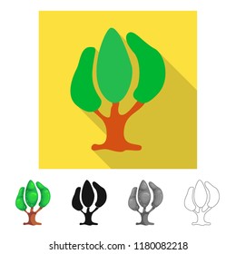 Vector design of tree and nature icon. Set of tree and crown vector icon for stock.