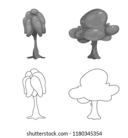 Vector design of tree and nature icon. Collection of tree and crown stock vector illustration.