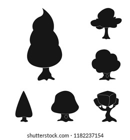 Vector design of tree and nature icon. Set of tree and crown stock symbol for web.