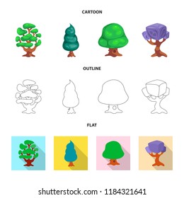 Vector design of tree and nature icon. Collection of tree and crown vector icon for stock.