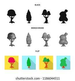 Vector design of tree and nature icon. Set of tree and crown vector icon for stock.