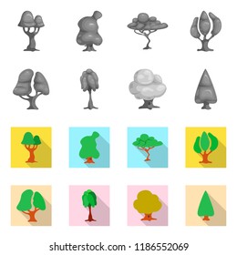 Vector design of tree and nature icon. Collection of tree and crown stock vector illustration.