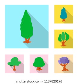 Vector design of tree and nature icon. Collection of tree and crown stock symbol for web.