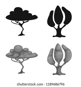 Vector design of tree and nature icon. Collection of tree and crown stock vector illustration.