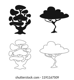 Vector design of tree and nature icon. Set of tree and crown stock vector illustration.