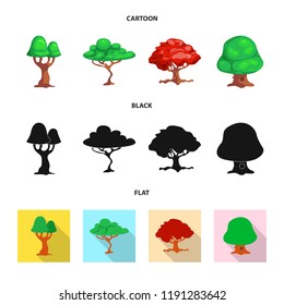 Vector design of tree and nature icon. Set of tree and crown stock symbol for web.