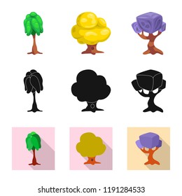 Vector design of tree and nature icon. Set of tree and crown vector icon for stock.