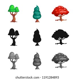 Vector design of tree and nature icon. Collection of tree and crown stock symbol for web.