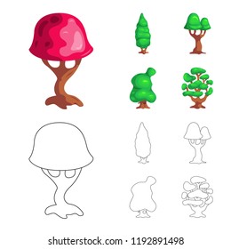 Vector design of tree and nature icon. Collection of tree and crown stock symbol for web.