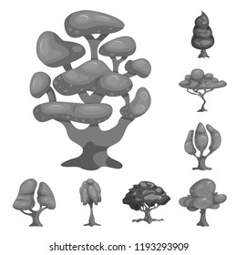 Vector design of tree and nature icon. Set of tree and crown vector icon for stock.