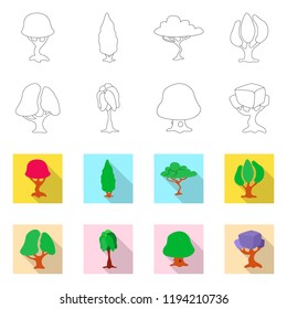 Vector design of tree and nature icon. Set of tree and crown stock vector illustration.