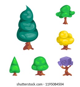 Vector design of tree and nature icon. Collection of tree and crown stock symbol for web.