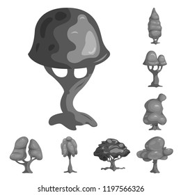 Vector design of tree and nature icon. Set of tree and crown stock symbol for web.