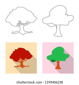 Vector design of tree and nature icon. Set of tree and crown vector icon for stock.