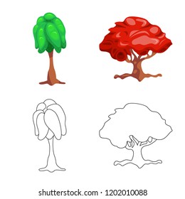 Vector design of tree and nature icon. Collection of tree and crown stock vector illustration.
