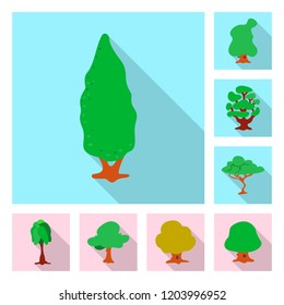 Vector design of tree and nature icon. Set of tree and crown stock vector illustration.