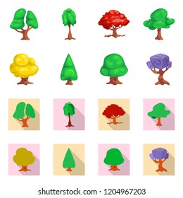 Vector design of tree and nature icon. Collection of tree and crown stock vector illustration.