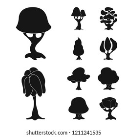 Vector design of tree and nature icon. Set of tree and crown stock vector illustration.