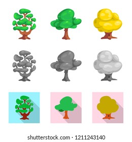 Vector design of tree and nature icon. Collection of tree and crown stock vector illustration.