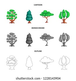Vector design of tree and nature icon. Collection of tree and crown vector icon for stock.