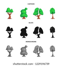 Vector design of tree and nature icon. Set of tree and crown stock symbol for web.